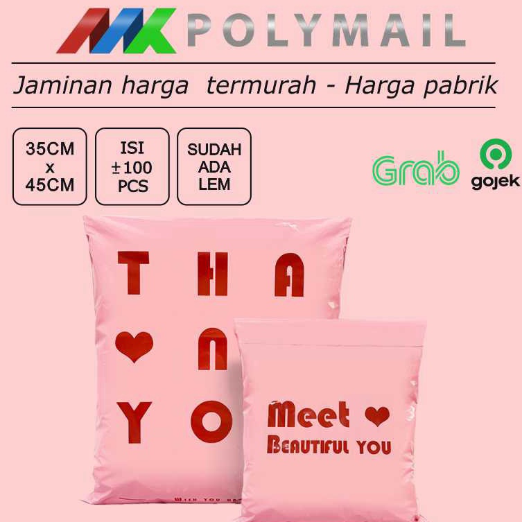 

12.12 Product HOT POLYMAILER ±100PCS 35x45CM PINK DENGAN PRINTING PREMIUM GLOSSY PLASTIK POLYMAILER PINK grosir