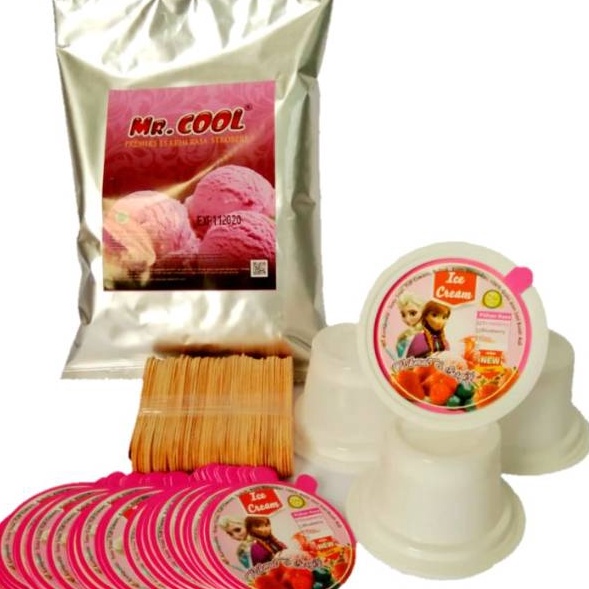 

❤[PROMO MURAH!!!]❤ PAKET USAHA ESKRIM Cup Plastik Putih/ Paket ice Cream Lengkap