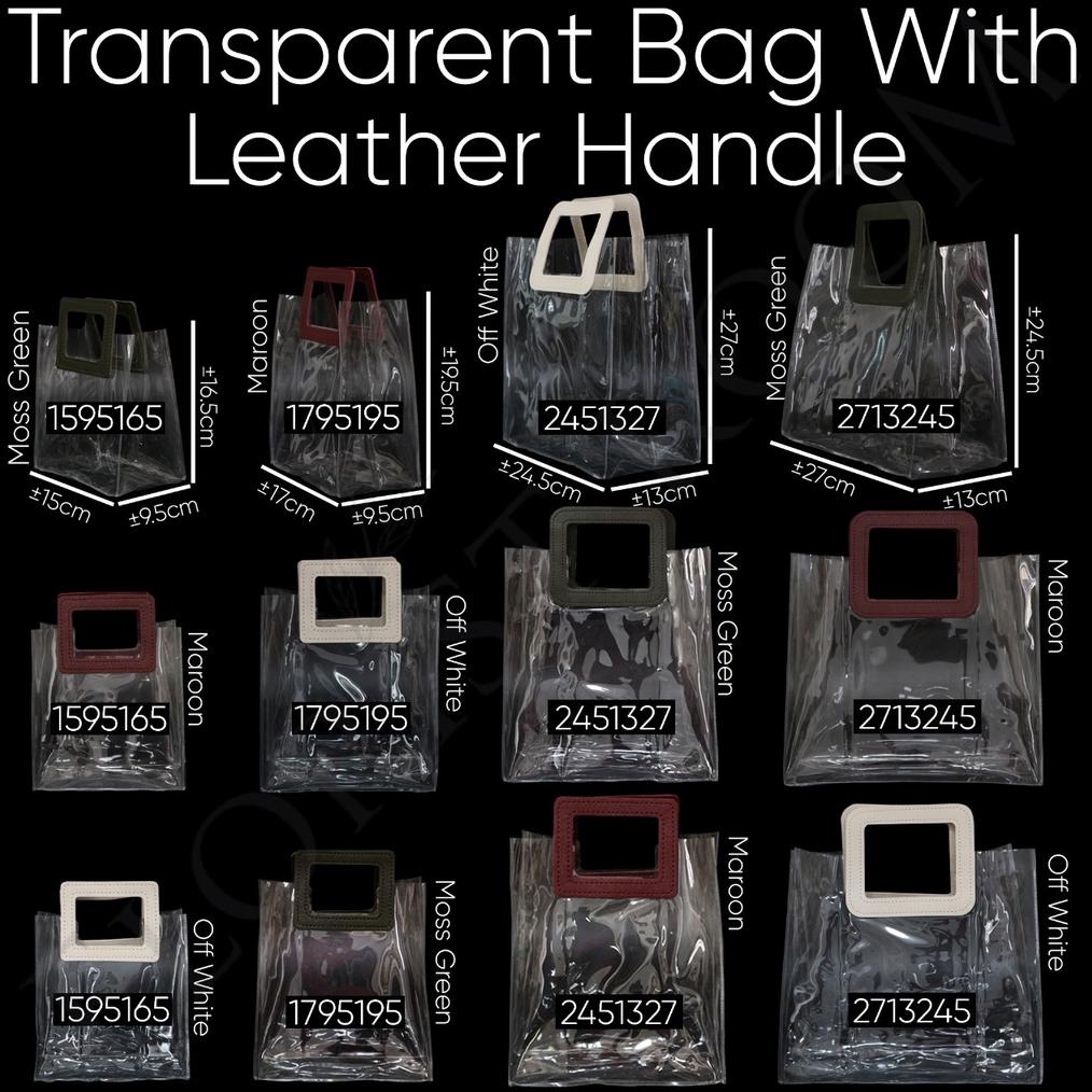 

Sale 7.7 Transparent Bag With Leather Handle - box kado