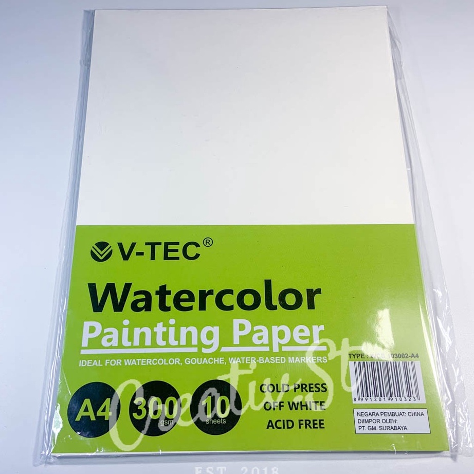 

9.9 BRANDS FESTIVAL V-tec A4 Water Color Paper Sheets 300 GSM Cold Press Watercolor