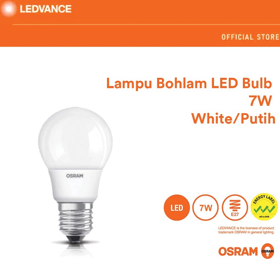 ⚡GROSIR⚡ Osram Lampu Bohlam LED 7 Watt (Pengganti Bohlam Pijar 60 Watt) 1 Pcs - Putih