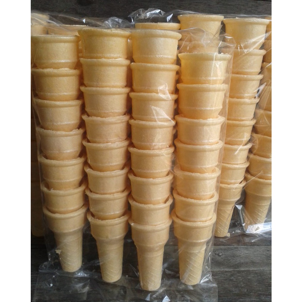 

[KODE 1920] Cone McD Tanggung 30 pcs + Bubble Wrap No COD (Krupuk Es Krim / Opak Contong Corong Cuncum Ice Cream)