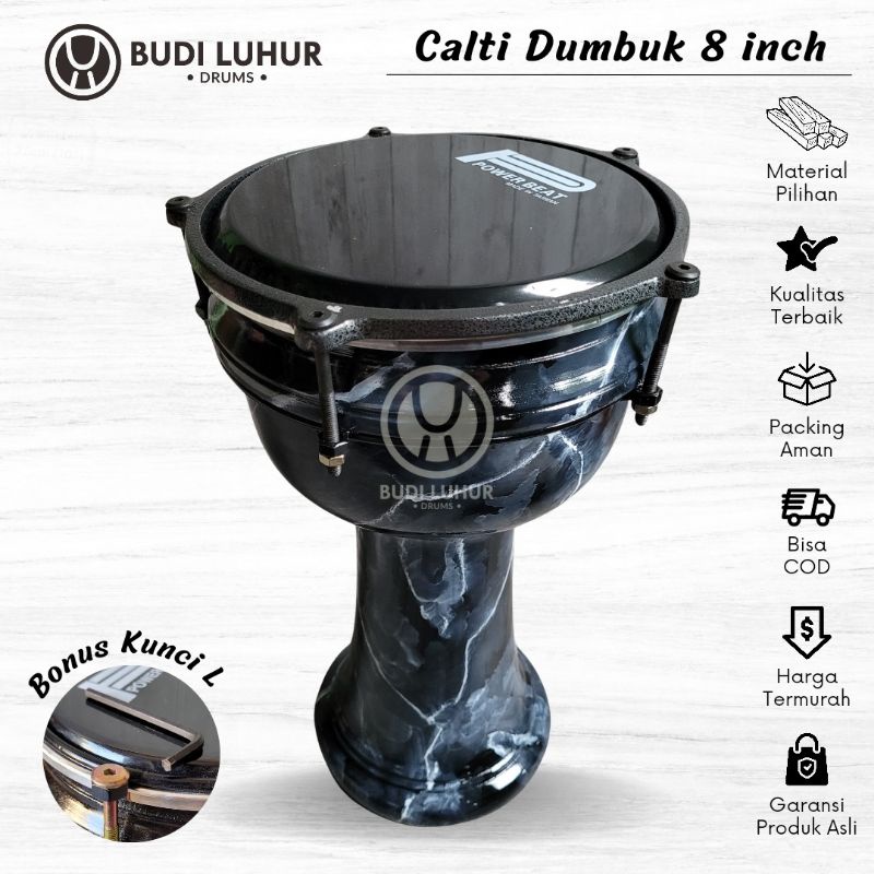 Darbuka Dumbuk Pinggang Calti 8 inch Motif Marmer pakai Mika Power Beat Alat Musik untuk Marawis Hadroh Rebana Banjari Termurah