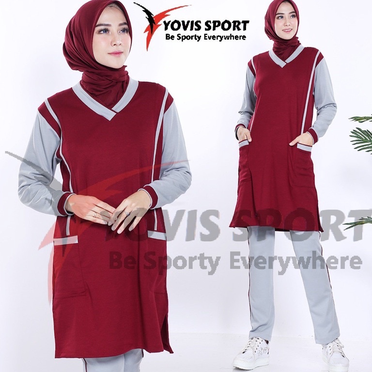 VIRAL|| Stelan tunik jumbo termurah /baju senam ternyaman Yovis Sport / setelan tunik/Setelan senam 