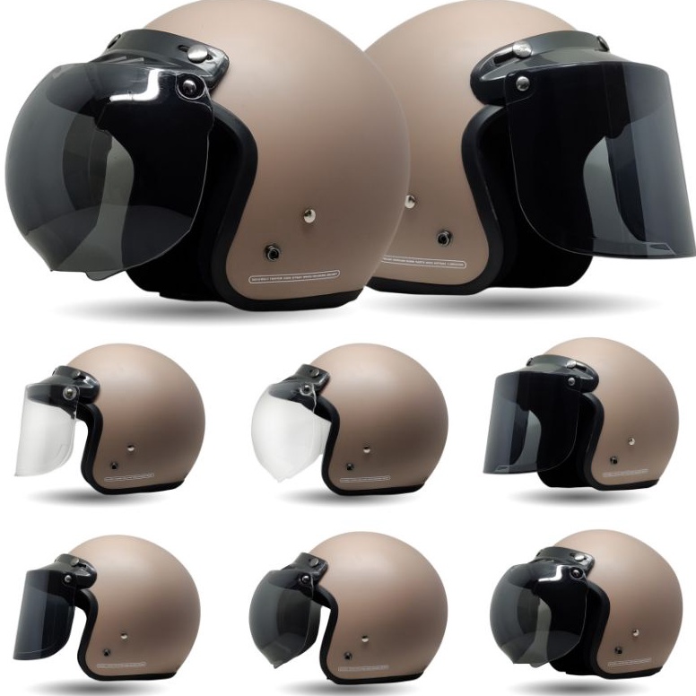 Langsung Kirim Helm Bogo Wanita Warna Coklat Susu Retro SNI