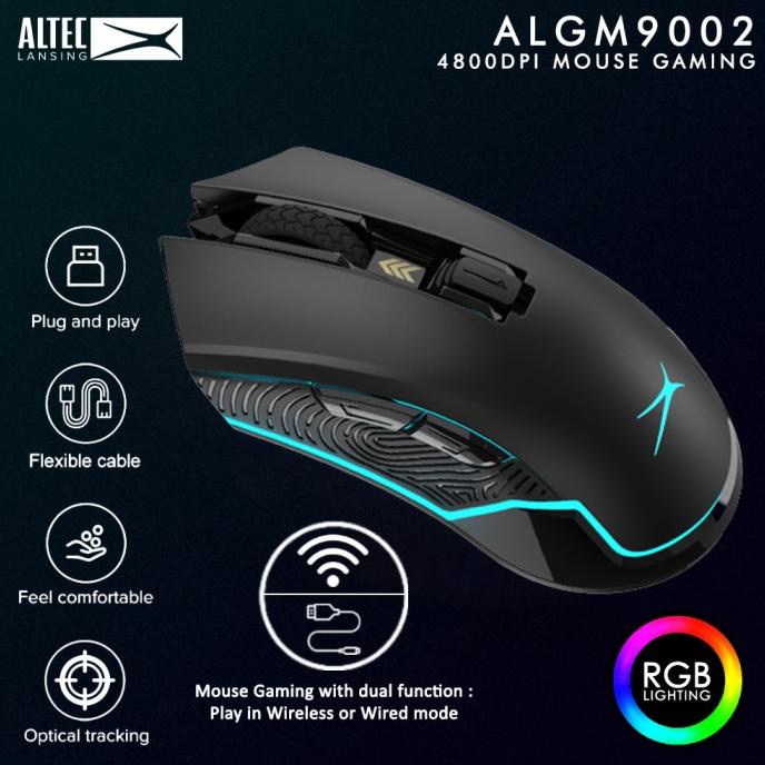 Mouse Gaming Altec Algm-9002 - 4800Dpi Wireless/Wired Mouse Rgb Macro