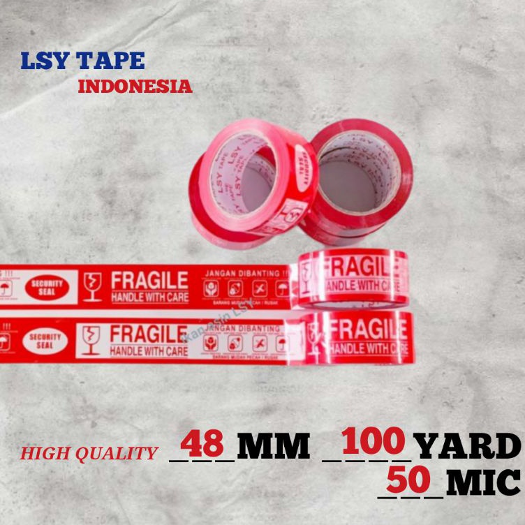

Free Ongkir LAKBAN PRINTING / FRAGILE 48MM X 100YARD 2 IN 1 // 3 IN 1