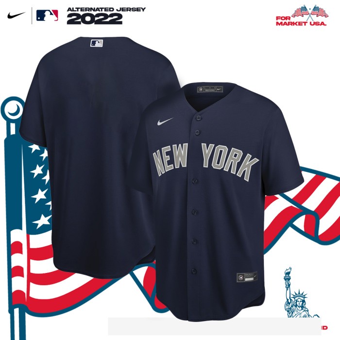 Jersa Kaos Jersey Nike Baseball Mlb New York Yankees Blue Original Jersey