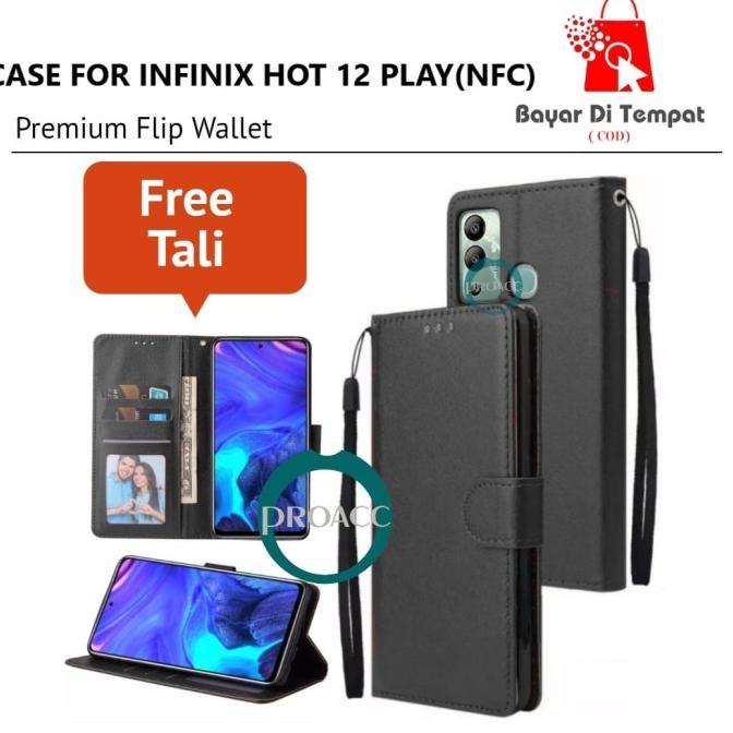 flip wallet HP INFINIX HOT 12 PLAY (NFC) flip case casing handphone