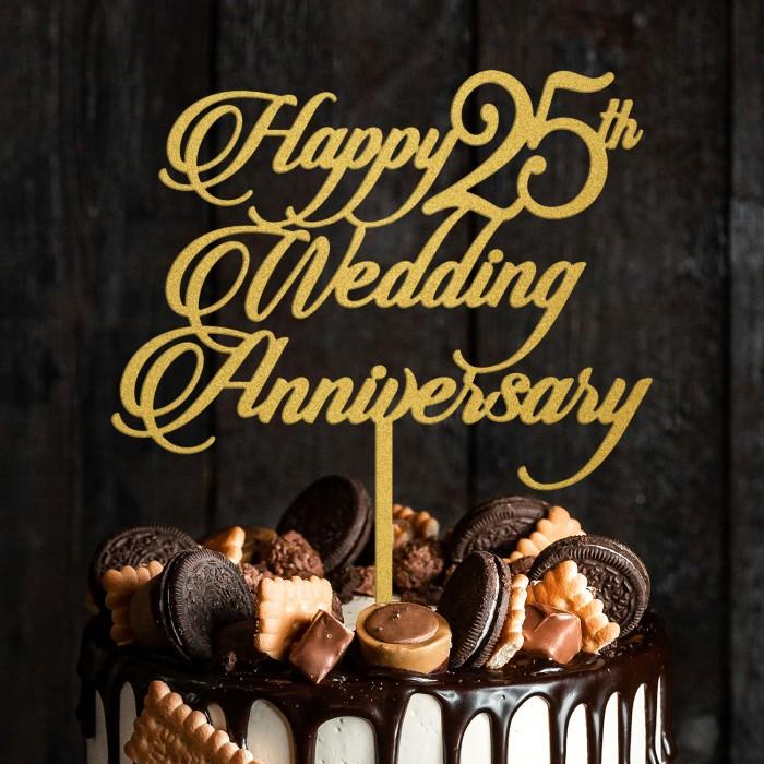Happy 25Th Wedding Anniversary Cake Topper | Hiasan Kue Anniversary