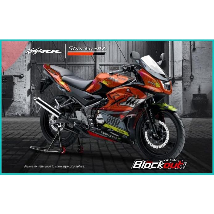 Decal Ninja 150 RR New Sharky 07 Orange Sticker Striping Full Body 14JVNZ3 perkakas