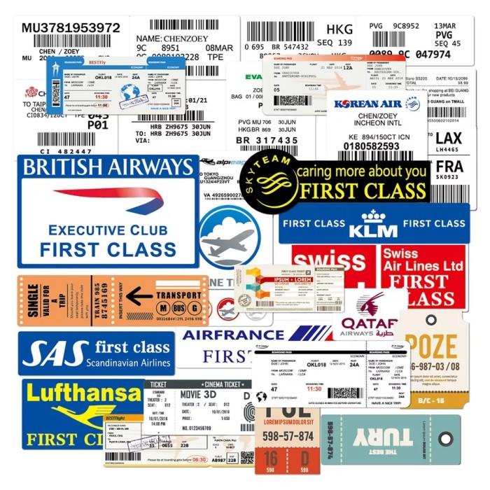 

30 Pcs Sticker Boarding Pass Stiker Laptop Motor Mobil