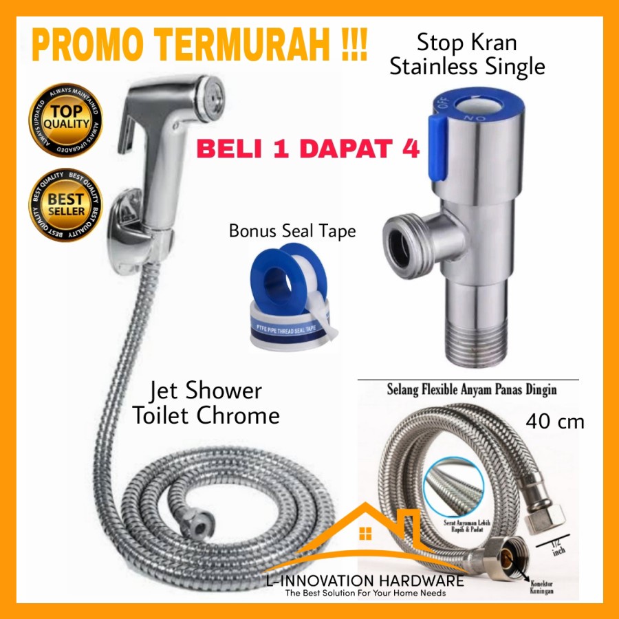 Jet Shower Toilet Stop Kran Air Cabang Kloset Selang Panas Dingin - PAKET SINGLE
