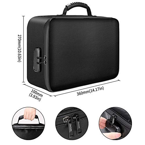

Terlaris Docsafe Document Bag With Lock,Fireproof 3-Layer,Black