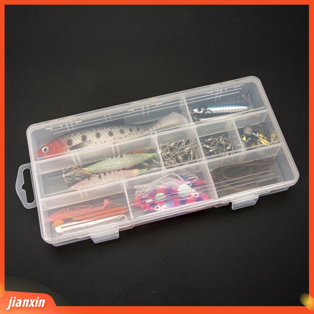 [Jianxin] fishing Tackle Box Kekerasan Tinggi Tahan Aus Reusable Non-Broken Anti Bocor Pemikat Penyimpanan Kuat Dan Kokoh 15kisi Kotak Memancing Perlengkapan Memancing