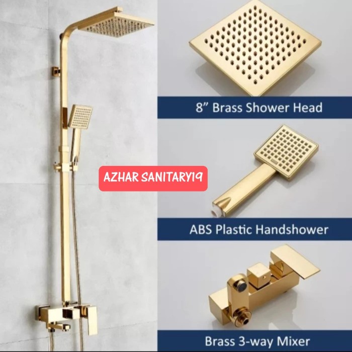 shower tiang gold set panas dingin/shower kamar mandi