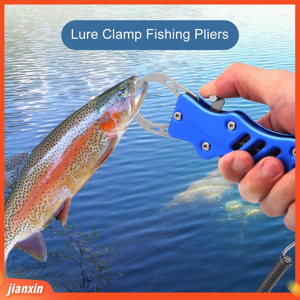 [Jianxin] 1 Set Fish Lip Gripper Operasi Tekan Otomatis Rebound Control Fish Stainless Steel Lure Clamp Memancing Tang Peralatan Angling