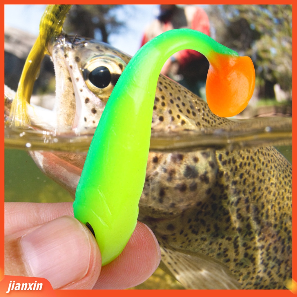 [Jianxin] 5pcs/bag 6.5CM/3G Umpan Pancing Simulasi Warna Terang Fleksibel Reusable 3D Eyes Fish Attraction Universal Lembut Silicone Paddle Tail Swimbait Fishing Gear