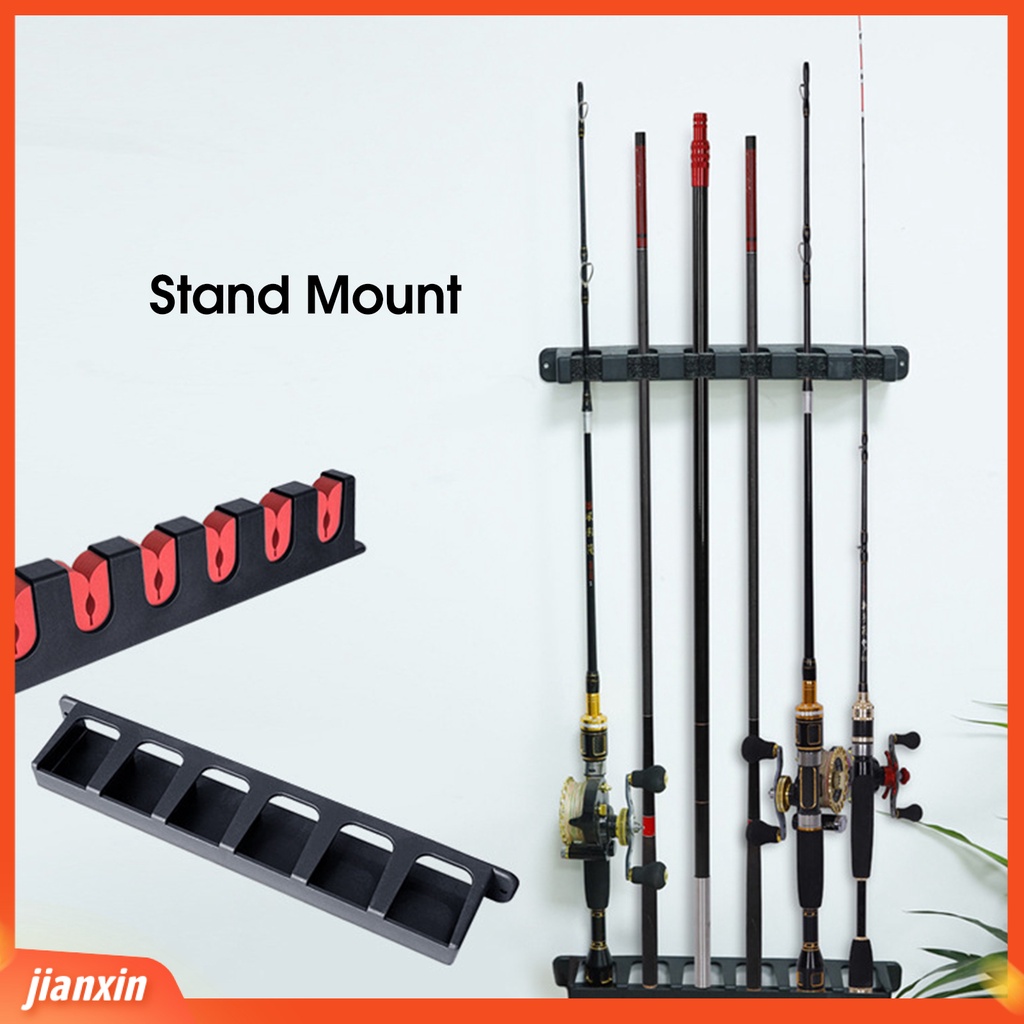 [Jianxin] fishing Rod Holder High-strength Strong Load Bearing Kokoh 6batang Bahan Plastik ABS Yang Dipasang Di Dinding Tipe Vertikal Pancing Organizer Untuk Indoor