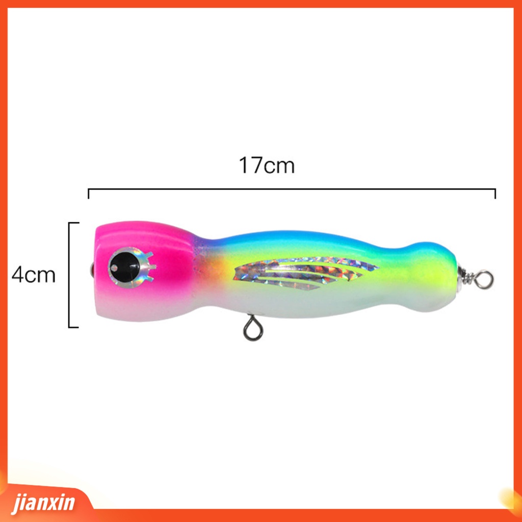 [Jianxin] 17cm/115g Memancing Umpan Kayu Tajam Kait Warna-Warni Lukisan Perahu Laut Dalam Memancing Gelombang Besar Mendaki Palsu Popper Umpan Untuk Offshore