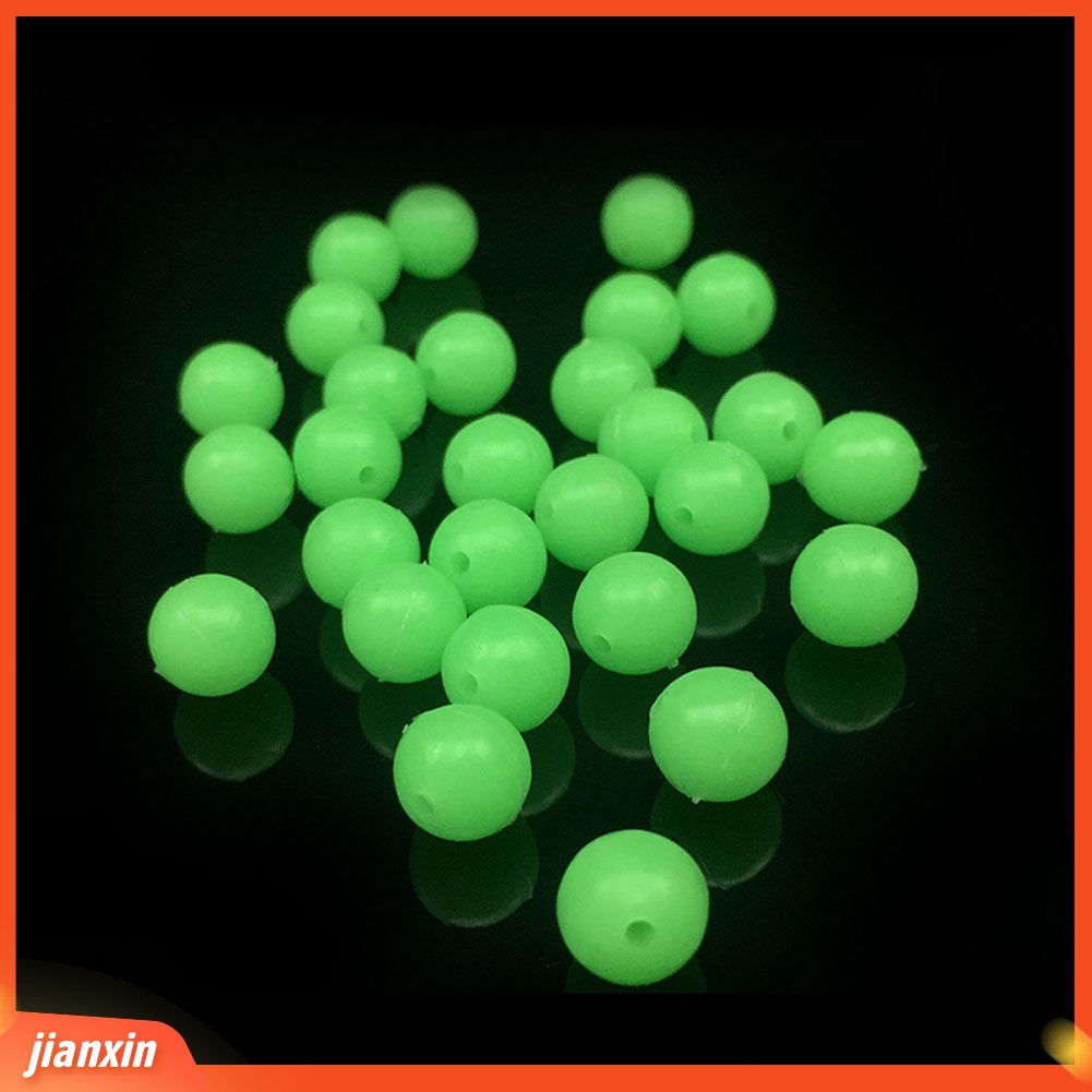 [Jianxin] 100pcs Umpan Pancing Bentuk Bulat Luminous dengan Kail / Mata Pancing Treble