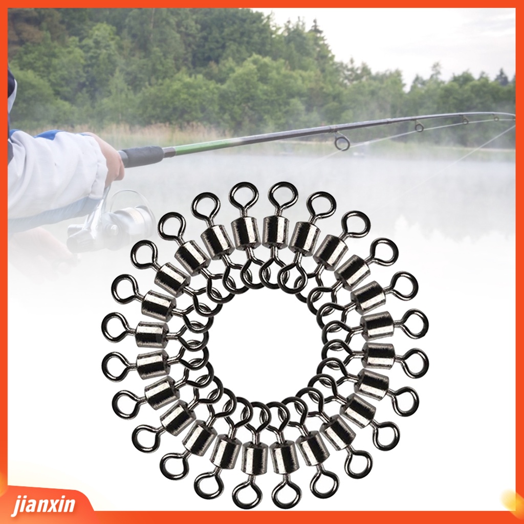 [Jianxin] 100Pcs Fishing Swivel Heavy Duty Bearing Rolling Copper Alloy Practical Fishhooks for Outdoor