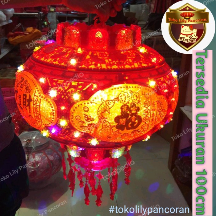 Terlaris Lampion Led 100 / Lampu Lampion Led Putar / Lampion Imlek 100Cm / Led