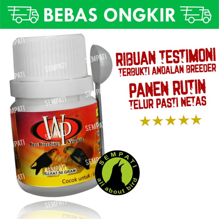 Terlaris Wp Vit Best Breeding Vitamin Obat Ternak Burung Lovebird 50 Gr Vitwpm