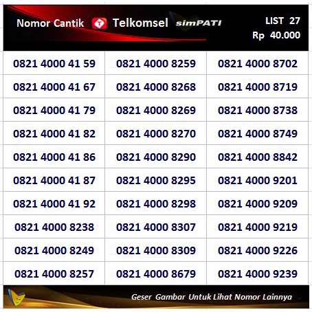 Nomor Cantik simPATI dari Telkomsel SERI 2000 bisa COD