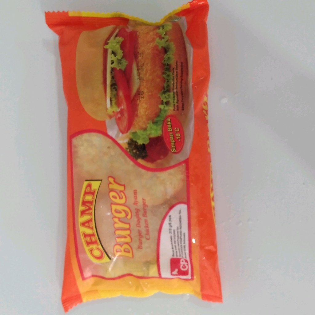 

CHAMP CHICKEN BURGER 315 GR ISI 6 PCS BURGER AYAM