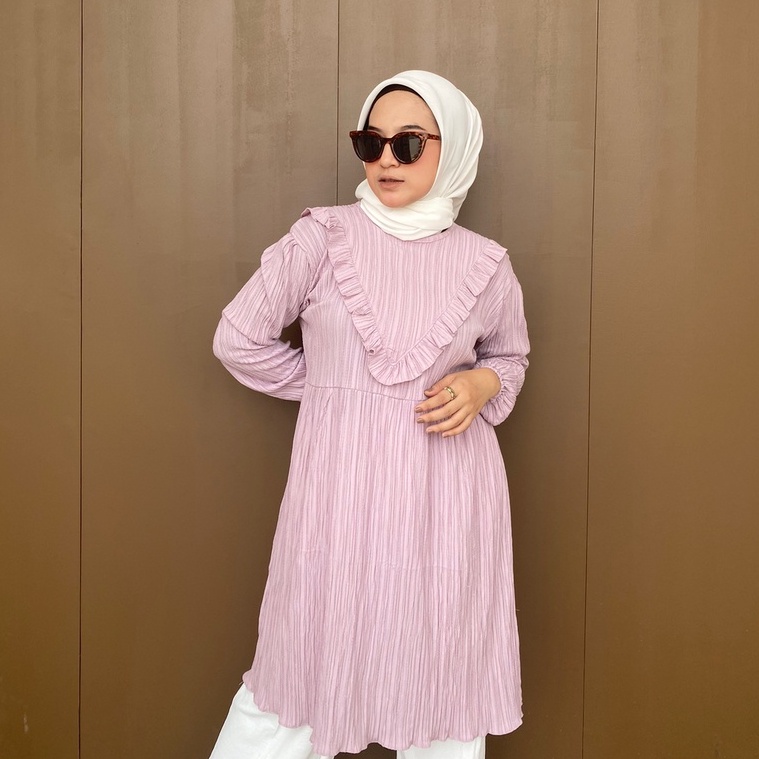 RAABIHA Alana Tunik Ruffle l Tunik Kekinian l Blouse Tunik Ruffle