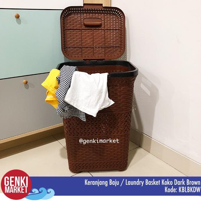 Keranjang Baju Kotor Plastik Tutup / Tempat Baju Kotor / Laundry Bask