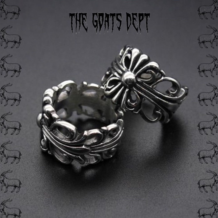 (E.I♥N✯) The Goats Dept - Ukir Chrome Hearts Ring Original / Cincin Pria Wanita Disesuaikan Viral Ch