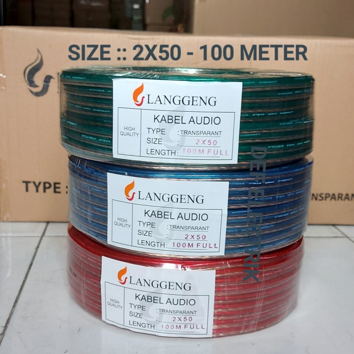 KABEL LISTRIK TRANSPARAN SERABUT 2X50 100METER