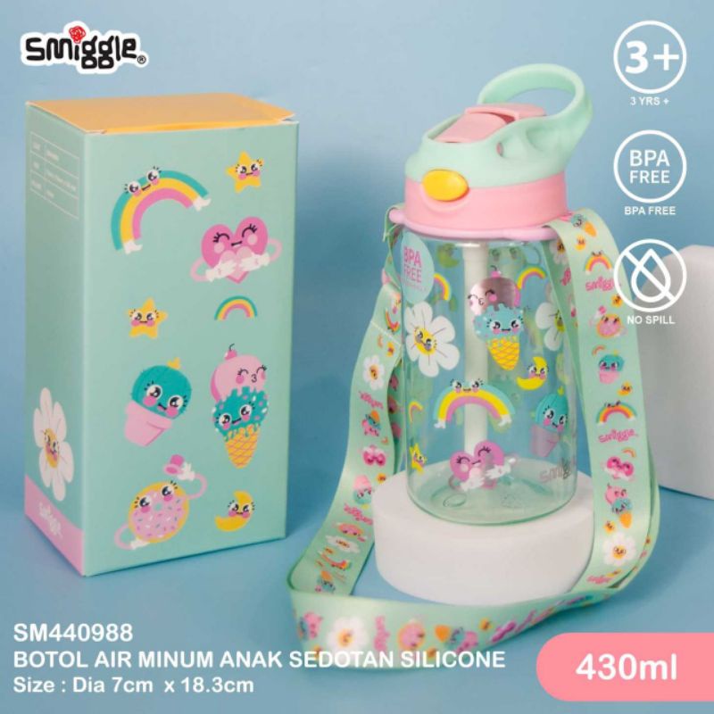 Botol minum smiggle 430ml lengkap dengan tag/botol air