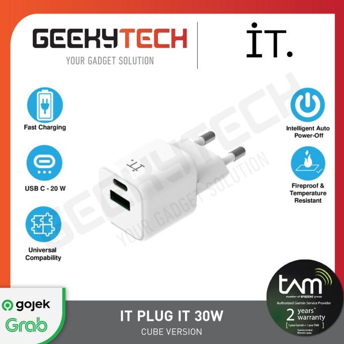 It Plug It 30 Cube Wall Charger Usb C 30W Fast Charging Kepala Adaptor