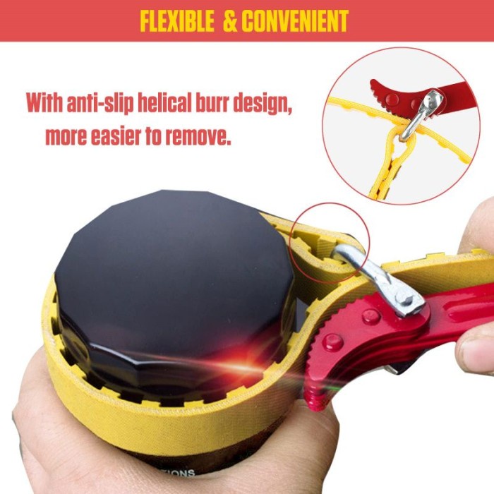 Kode Br01 Cod 12" Kunci Filter Oli Kulit Sabuk Alat Pembuka Filter Oli Mobil Un