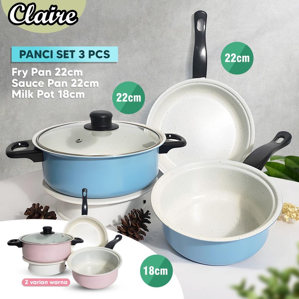 Panci Set 3 Pcs /  Fry pan / Sauce pan / Milk pot