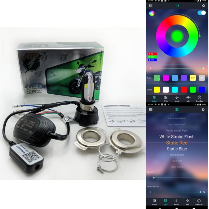 lampu depan led headlamp RTD M02K lampu senja wireless remote