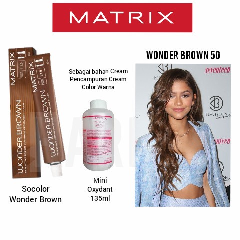 Cat Rambut Matrix Wonder Brown WB-5G + Oxydant 135ml, 1paket