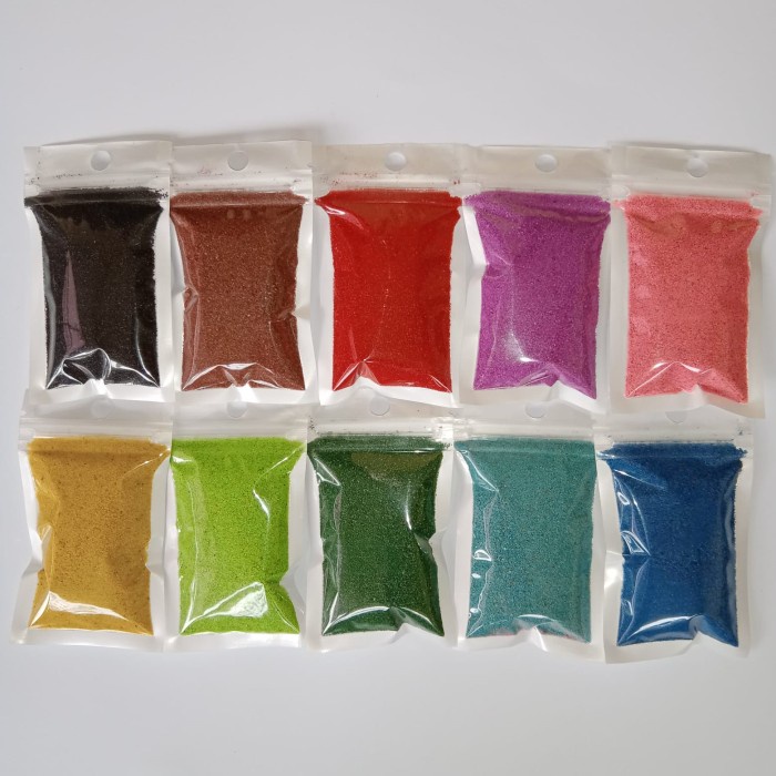 

Best Seller Paket Pasir Lukis Terdiri Dari 10 Warna Berat Total 430 Gram