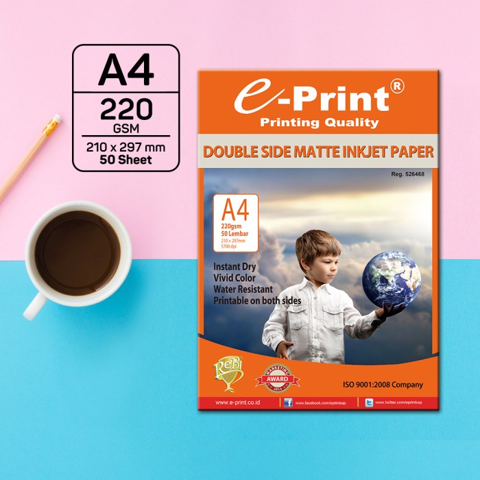 

Terlaris Kertas Foto E-Print Double Side Matte Paper 220 Gsm