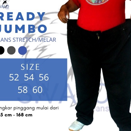 Banyak Peminat S.VALO Original - Celana Jeans Pria Super Jumbo Melar Termurah Ukuran 52 56 58 60