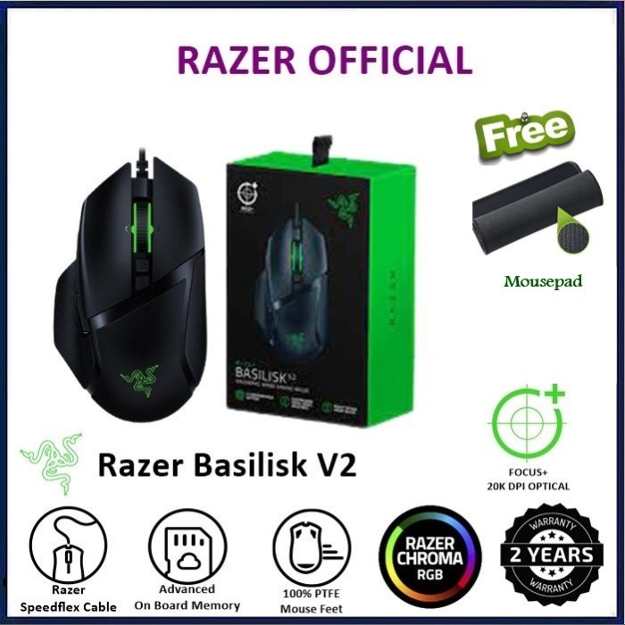 Razer Basilisk V2 Ergonomic Wired Gaming Mouse Cable Kabel Mouse Game