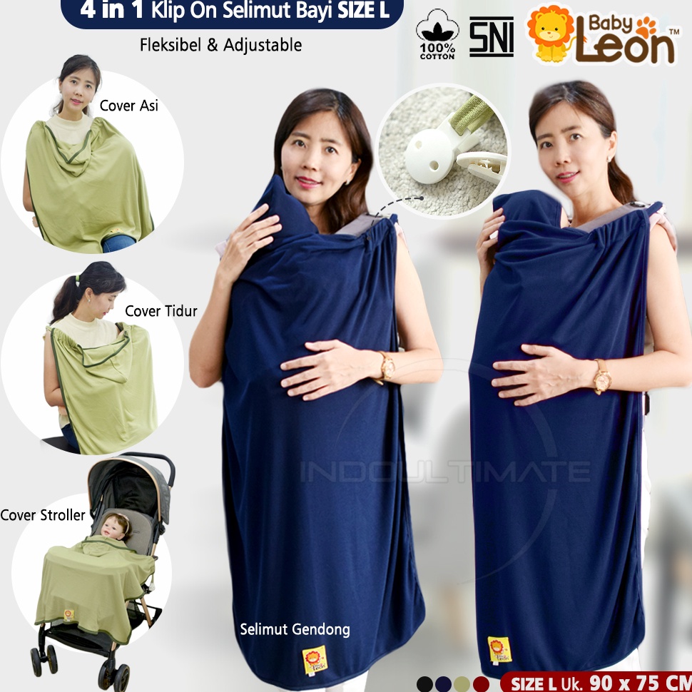 HARGA TERMURAH| BS-336 Blanket On The Go 4in1 BABY LEON Selimut Bayi Hoodie Klip Selimut Tutup Strol