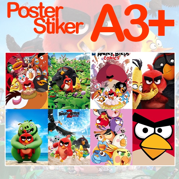 Sticker Poster AngriBird Angry Bird Angri red rovio a3 a3+ a4 custom hiasan rumah wall | decor home 