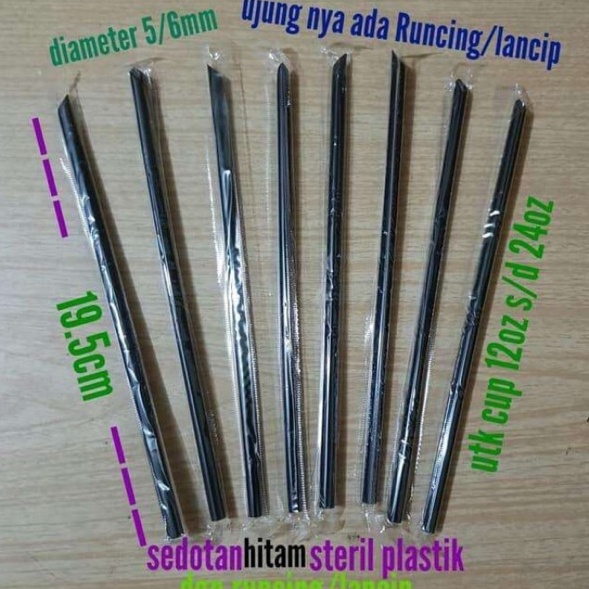 

✨ 7.7 SEDOTAN STERIL HITAM BUNGKUS PLASTIK isi 300pc Sedotan Thai tea Runcing