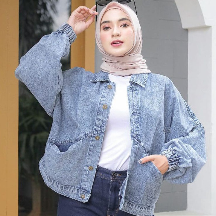 ORIGINAL% Jaket Oversize Jaket Jeans Wanita Vintage Korea Premium Import