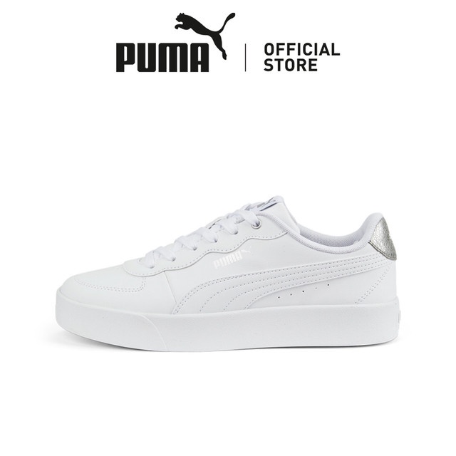 PUMA Sepatu Sneaker Wanita Skye Clean Distressed White- Silver, Sepatu Wanita Putih Silver Casual