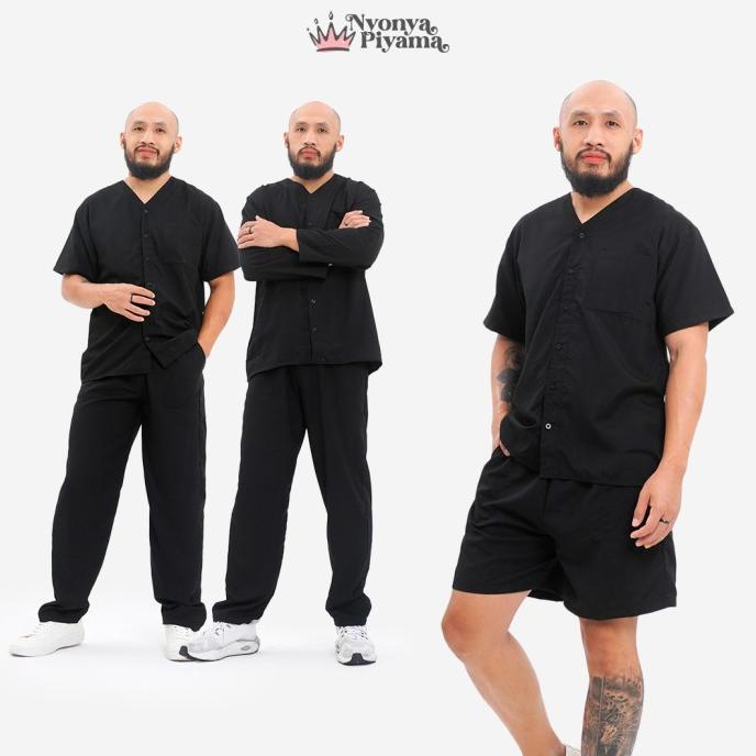 Nyonya Piyama Poly Bamboo Piyama Pria - Espresso Oversized Cozy